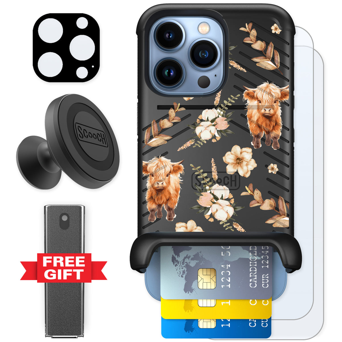 Scooch Wingmate Baby Cow for iPhone 13 Pro β Defender Bundle