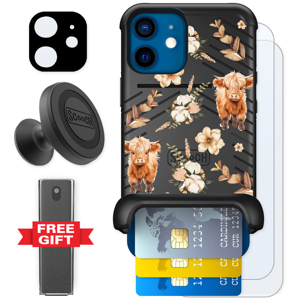 Scooch Wingmate Baby Cow for iPhone 12 mini β Defender Bundle