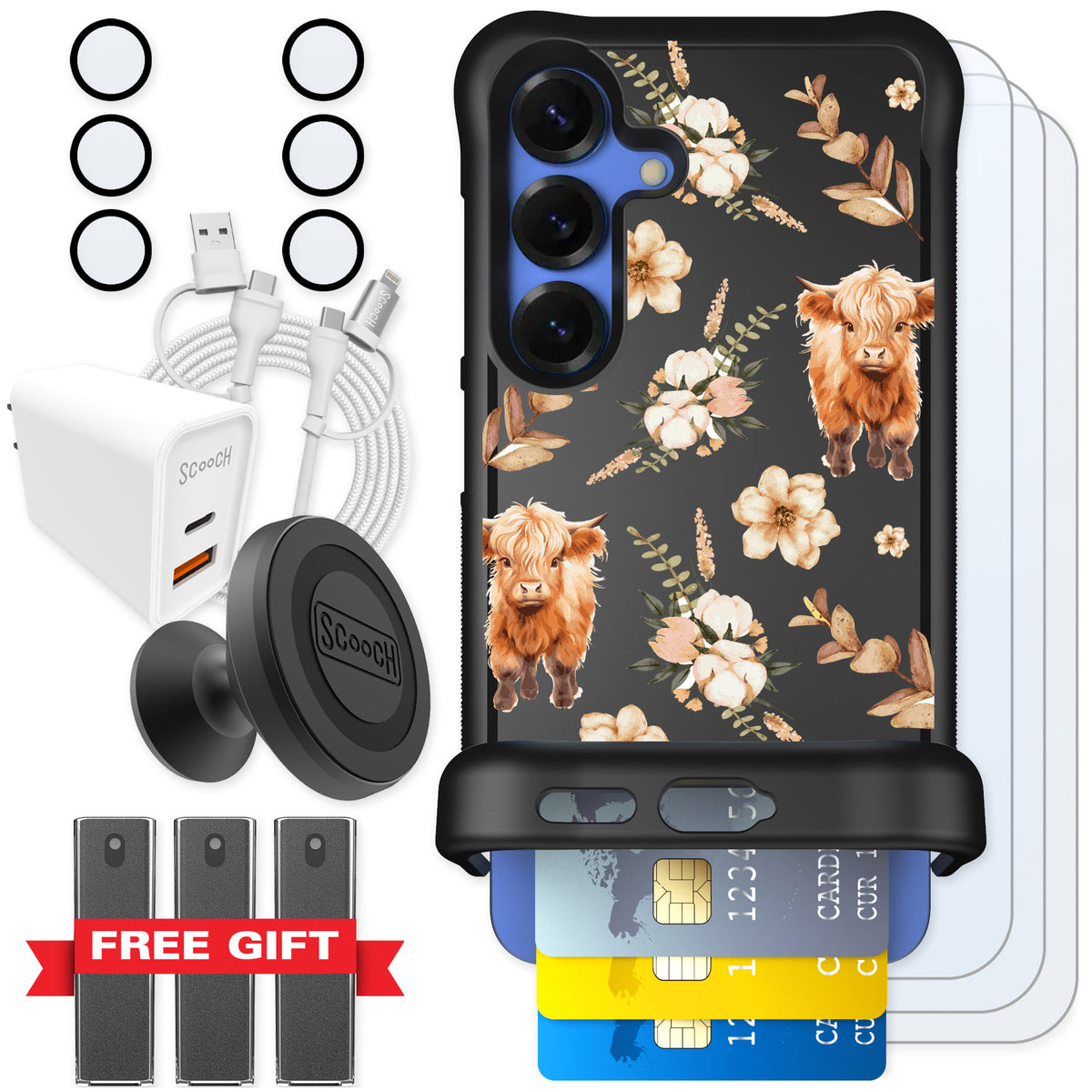 Scooch Wingmate Baby Cow for Galaxy S25 β Ultimate Bundle