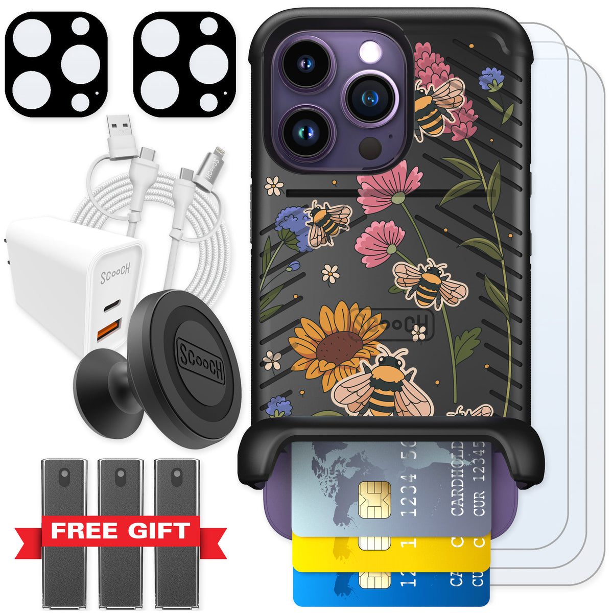 Scooch Wingmate Bee Happy for iPhone 14 Pro — Ultimate Bundle