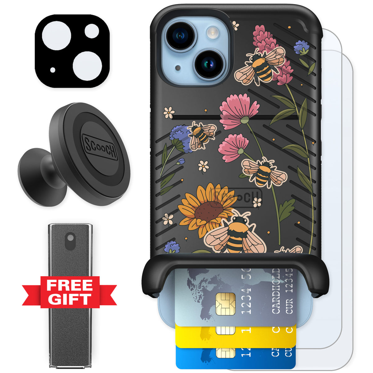 Scooch Wingmate Bee Happy for iPhone 14 — Defender Bundle
