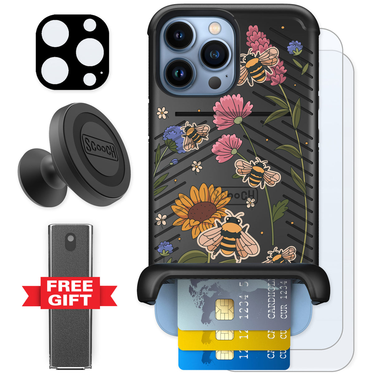 Scooch Wingmate Bee Happy for iPhone 13 Pro Max — Defender Bundle