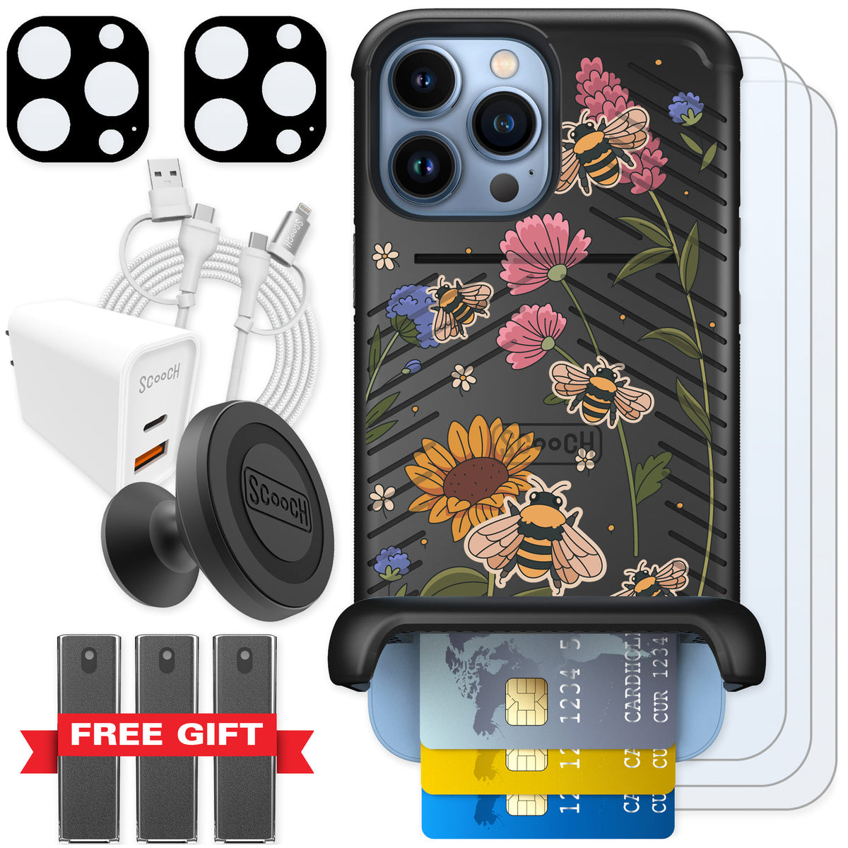 Scooch Wingmate Bee Happy for iPhone 13 Pro Max — Ultimate Bundle