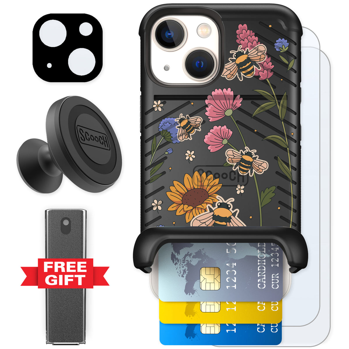 Scooch Wingmate Bee Happy for iPhone 13 mini — Defender Bundle