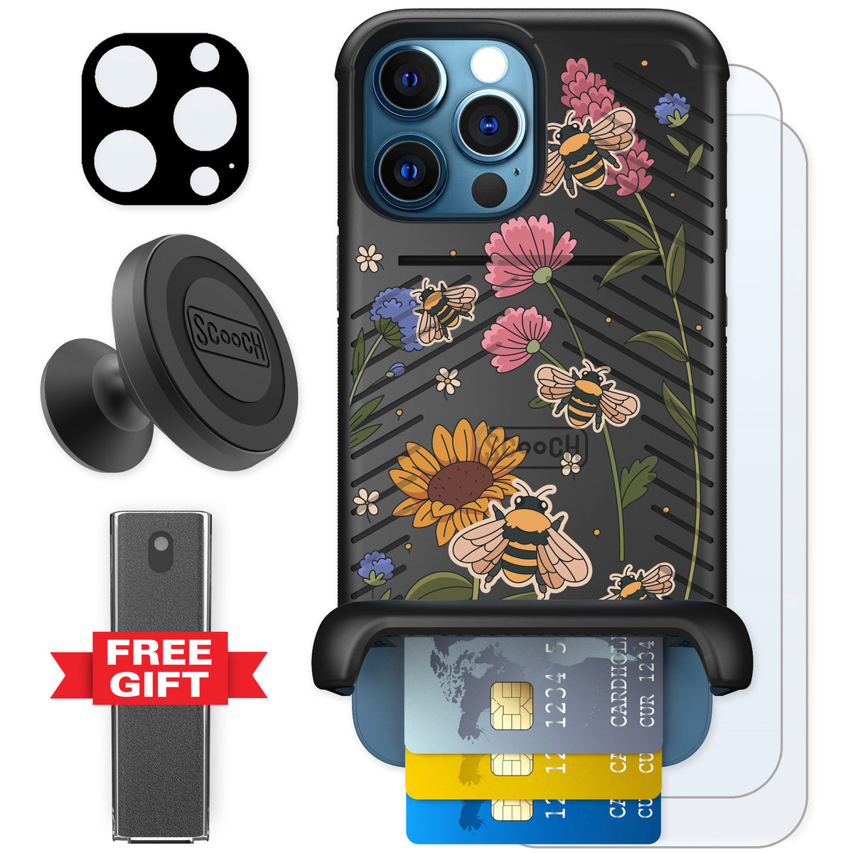 Scooch Wingmate Bee Happy for iPhone 12 Pro — Defender Bundle