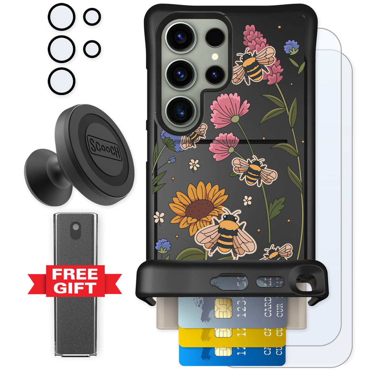 Scooch Wingmate Bee Happy for Galaxy S24 Ultra — Defender Bundle