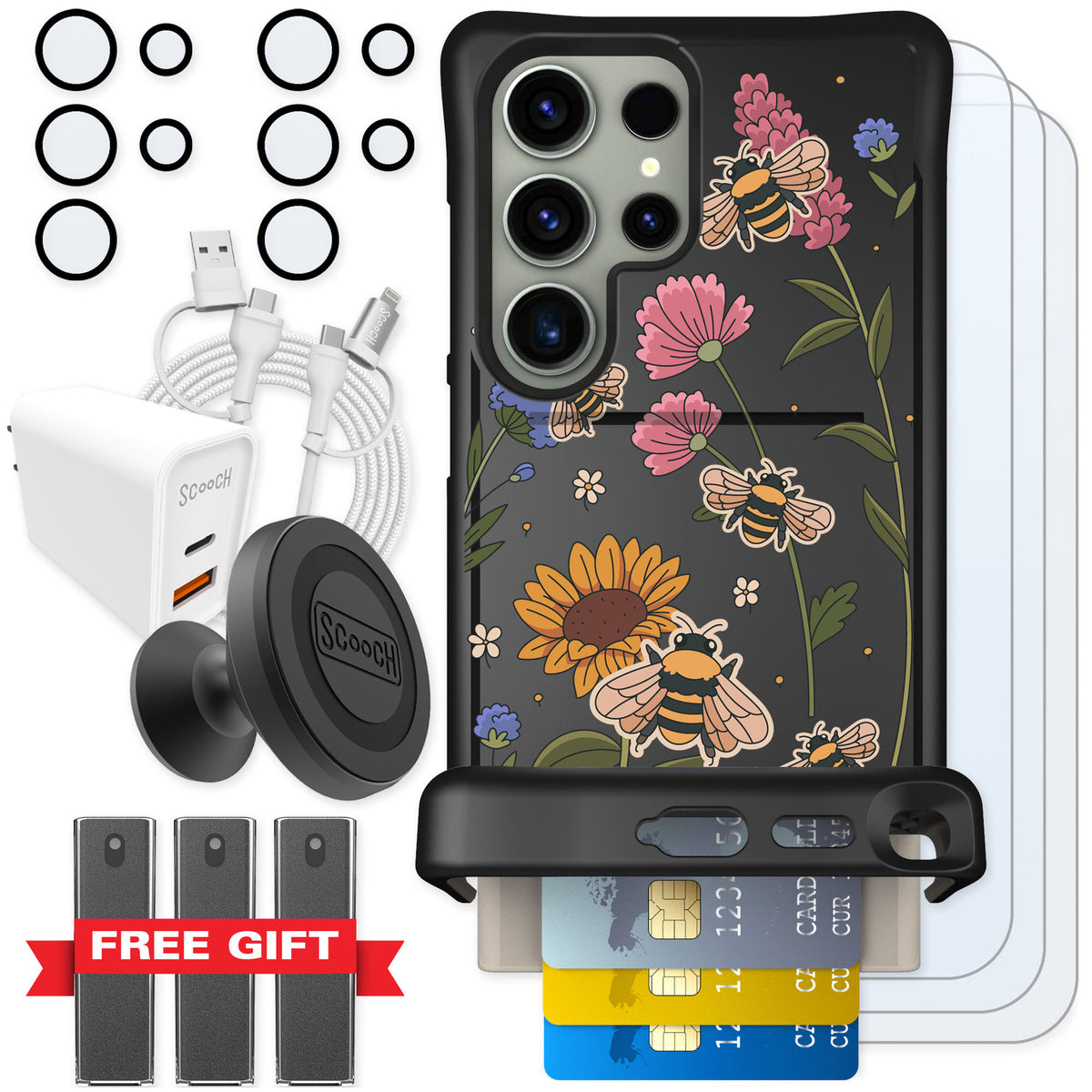 Scooch Wingmate Bee Happy for Galaxy S24 Ultra — Ultimate Bundle