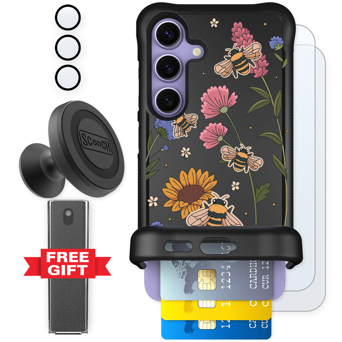 Scooch Wingmate Bee Happy for Galaxy S24 — Defender Bundle