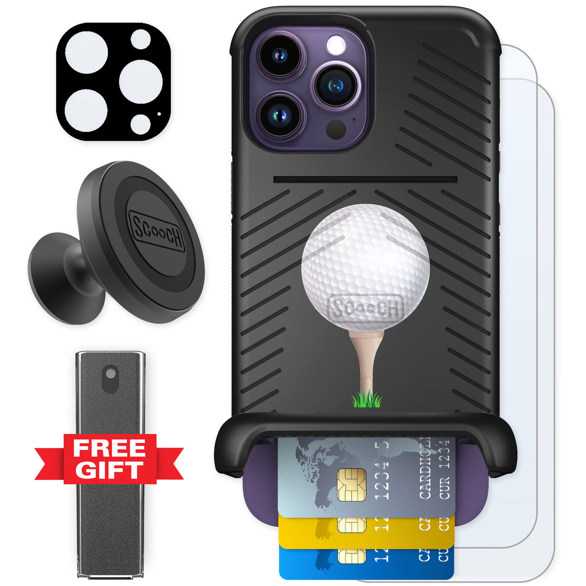 Scooch Wingmate Tee Time for iPhone 14 Pro Max β Defender Bundle