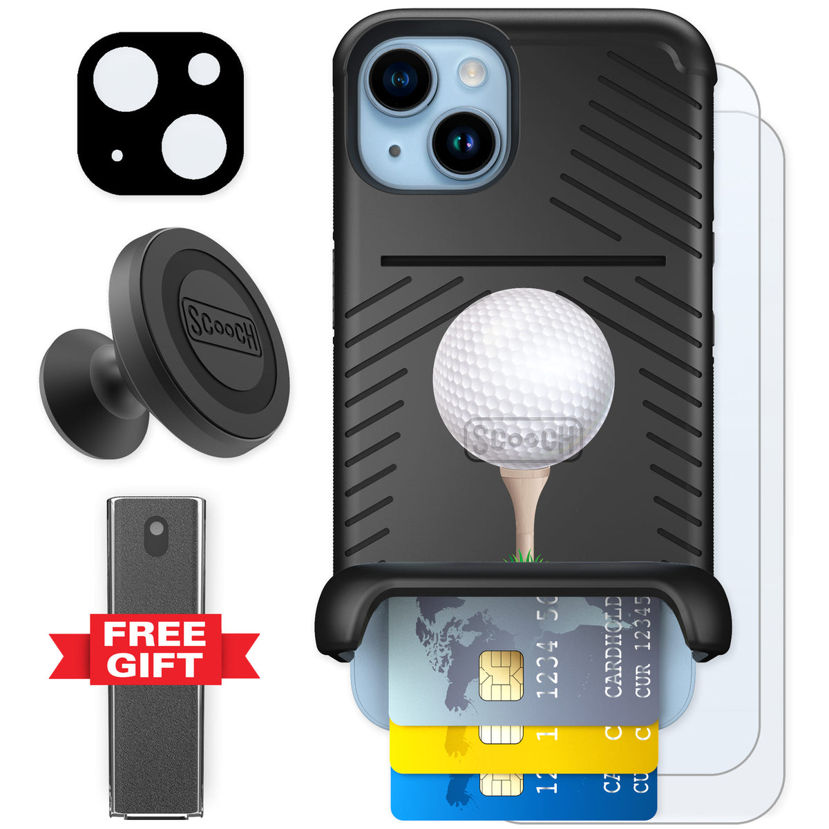 Scooch Wingmate Tee Time for iPhone 14 β Defender Bundle