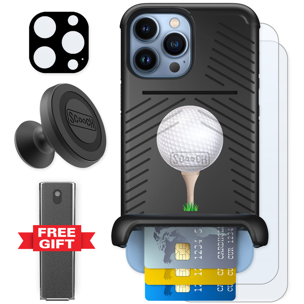 Scooch Wingmate Tee Time for iPhone 13 Pro Max β Defender Bundle
