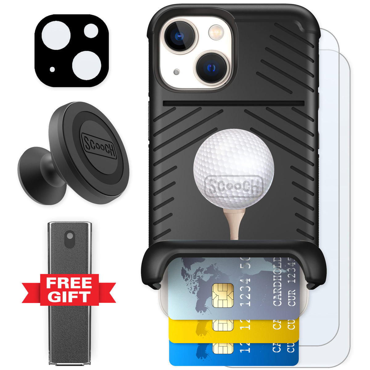 Scooch Wingmate Tee Time for iPhone 13 mini β Defender Bundle