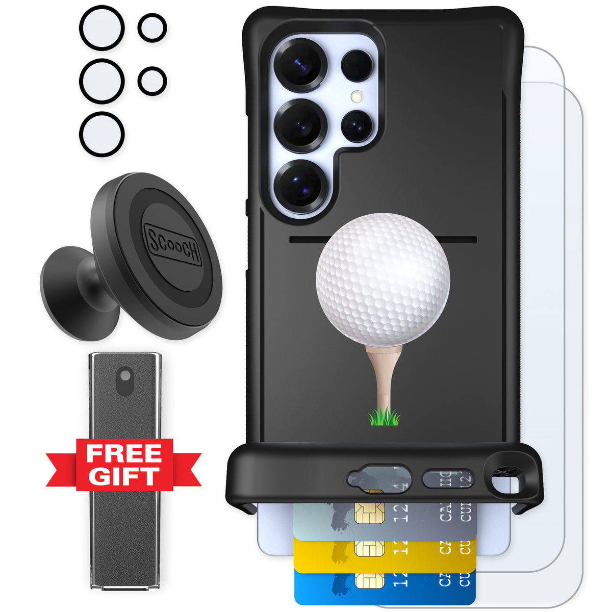 Scooch Wingmate Tee Time for Galaxy S25 Ultra β Defender Bundle