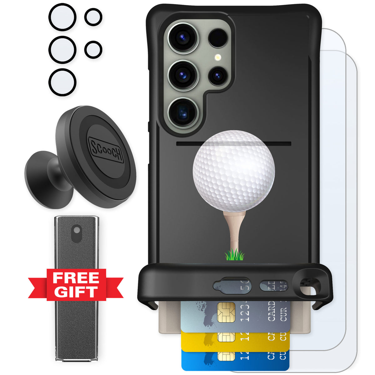 Scooch Wingmate Tee Time for Galaxy S24 Ultra β Defender Bundle