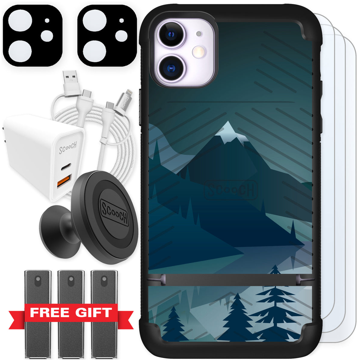 Scooch Wingmate Midnight Ridge for iPhone 11 — Ultimate Bundle