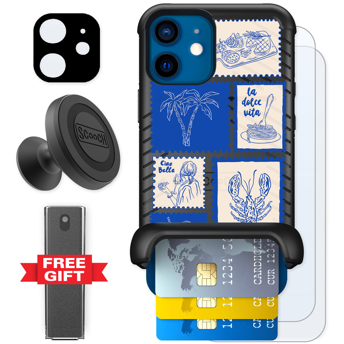 Scooch Wingmate Euro Summer for iPhone 12 mini — Defender Bundle