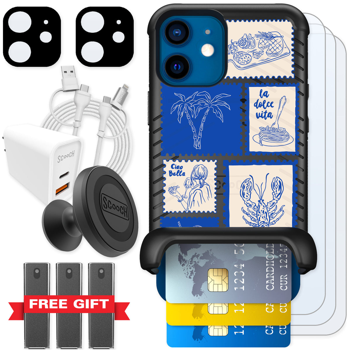Scooch Wingmate Euro Summer for iPhone 12 mini — Ultimate Bundle