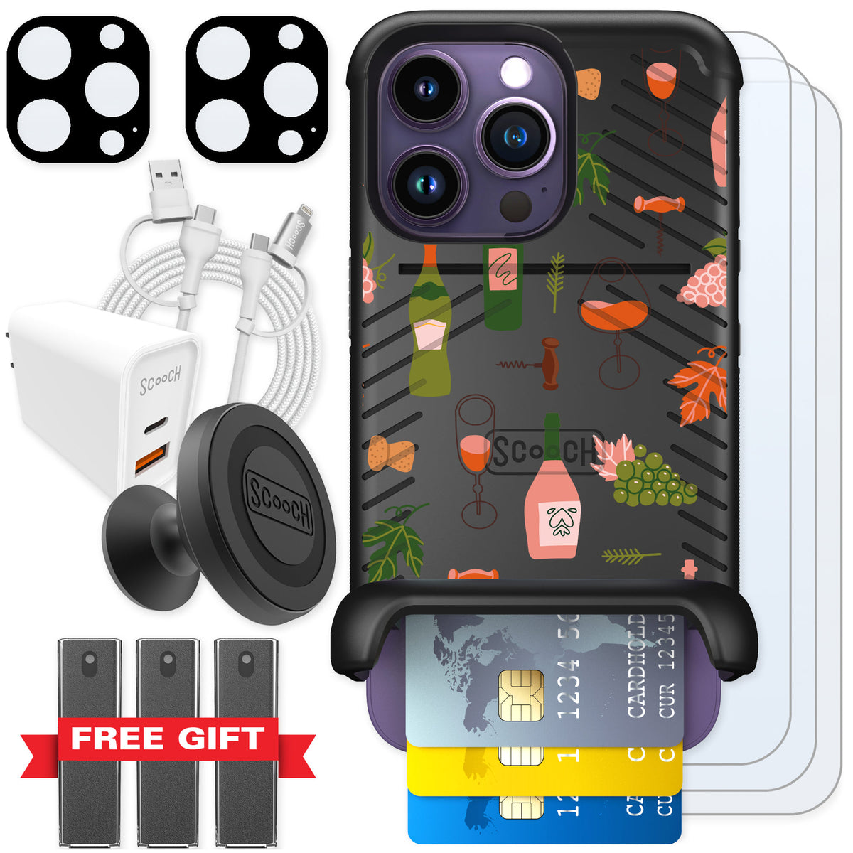Scooch Wingmate Vino Vibes for iPhone 14 Pro — Ultimate Bundle