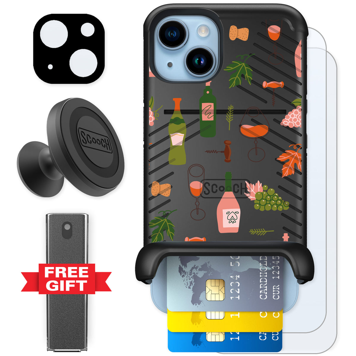 Scooch Wingmate Vino Vibes for iPhone 14 — Defender Bundle