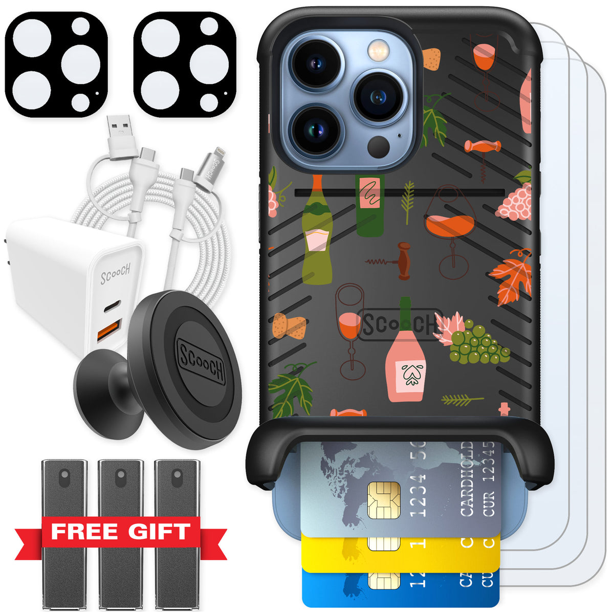 Scooch Wingmate Vino Vibes for iPhone 13 Pro — Ultimate Bundle