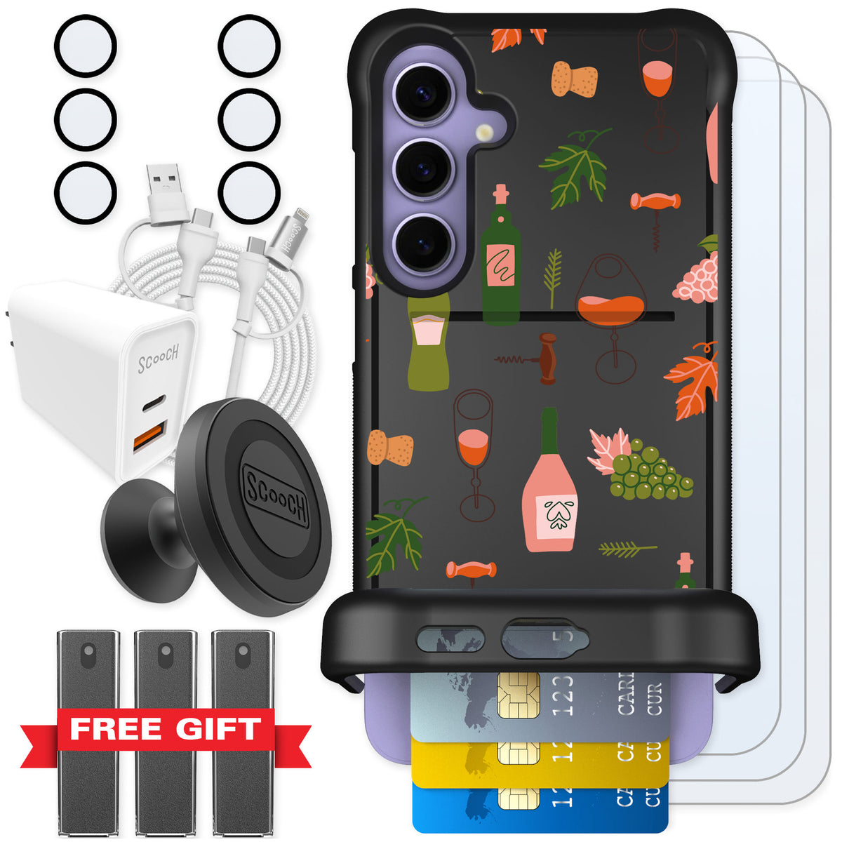 Scooch Wingmate Vino Vibes for Galaxy S24+ — Ultimate Bundle