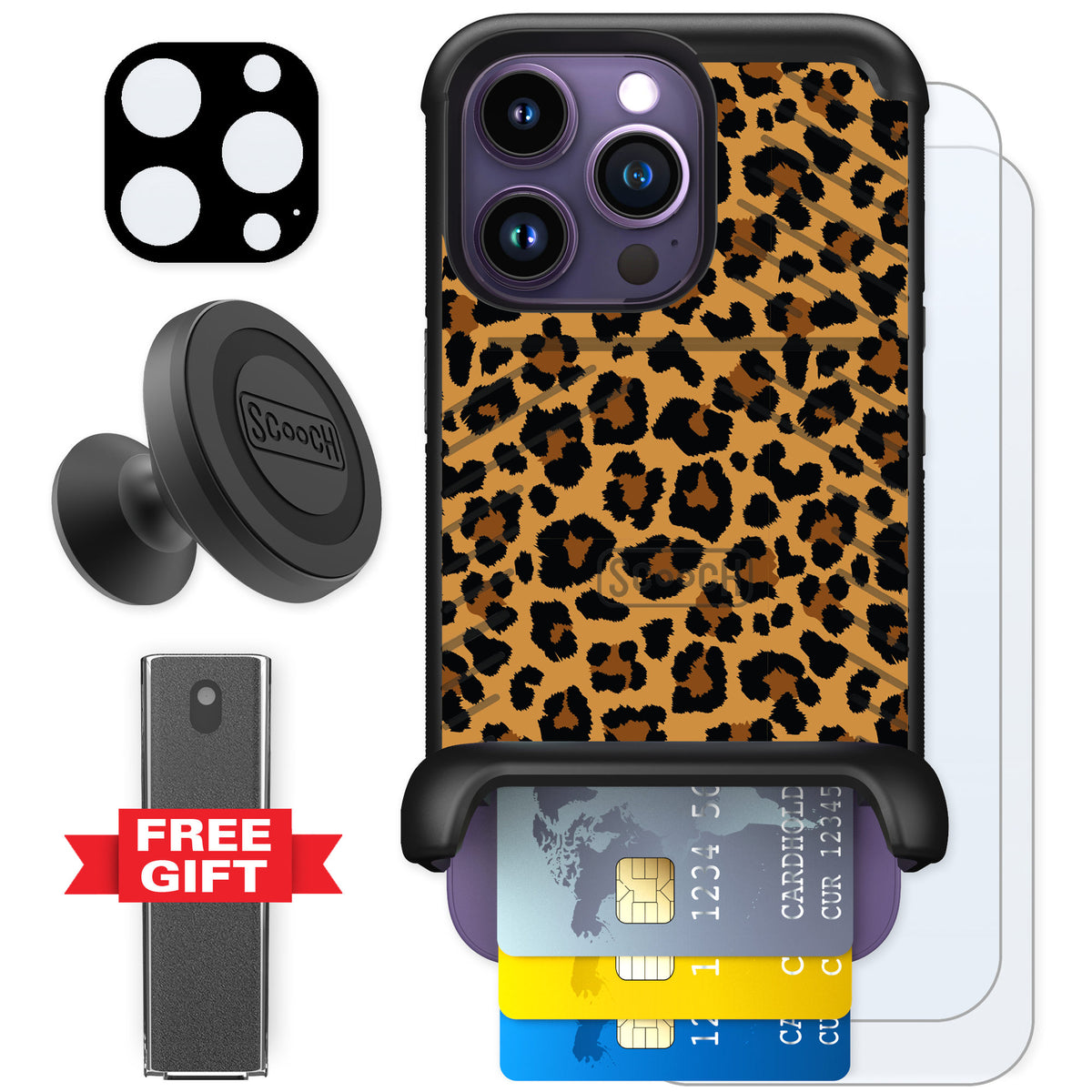Scooch Wingmate Fierce Feline for iPhone 14 Pro — Defender Bundle