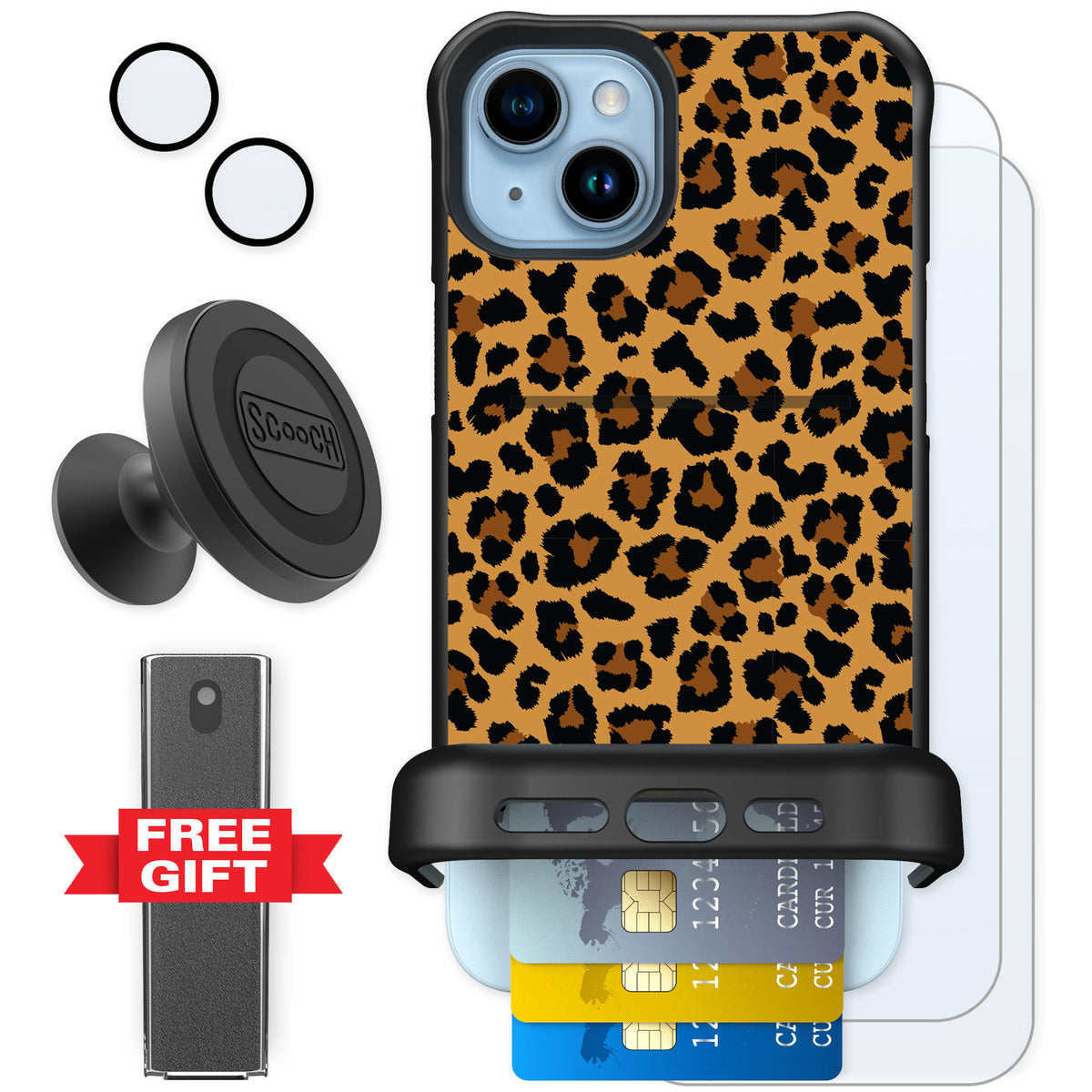 Scooch Wingmate Fierce Feline for iPhone 14 Plus — Defender Bundle