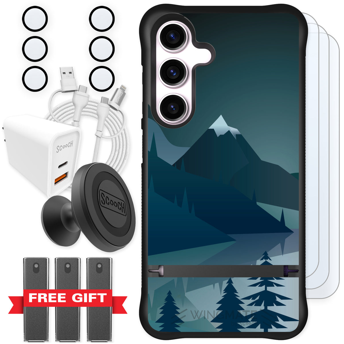 Scooch Wingmate Midnight Ridge for Galaxy S24 — Ultimate Bundle