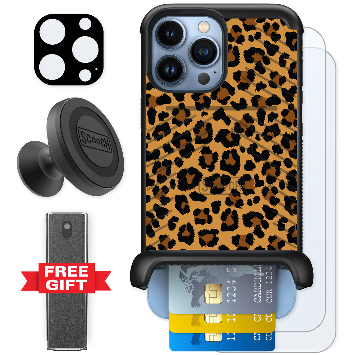 Scooch Wingmate Fierce Feline for iPhone 13 Pro Max — Defender Bundle