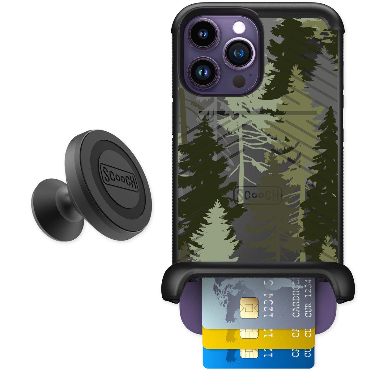 Scooch Wingmate Hidden Pines for iPhone 14 Pro Max — Starter Bundle