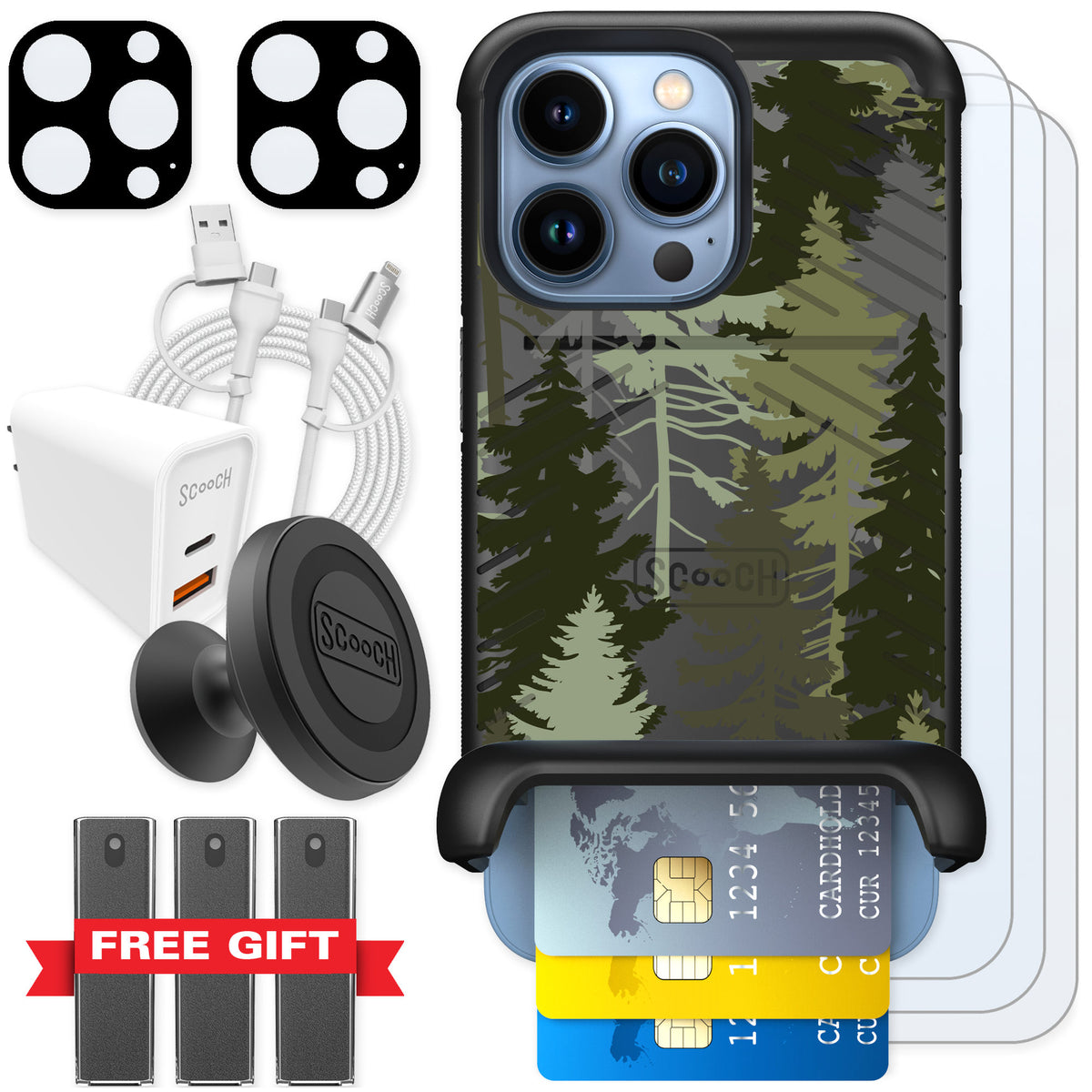 Scooch Wingmate Hidden Pines for iPhone 13 Pro — Ultimate Bundle
