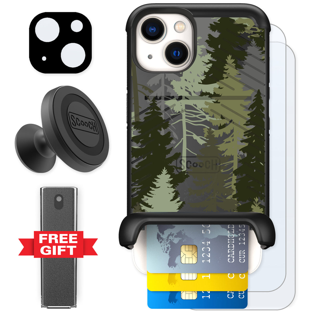 Scooch Wingmate Hidden Pines for iPhone 13 — Defender Bundle