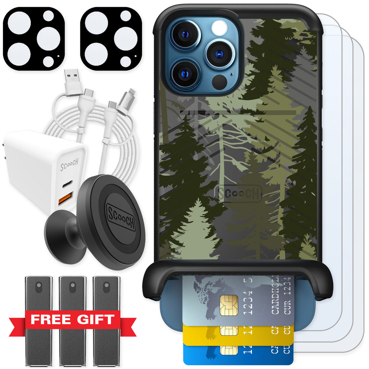 Scooch Wingmate Hidden Pines for iPhone 12 Pro — Ultimate Bundle
