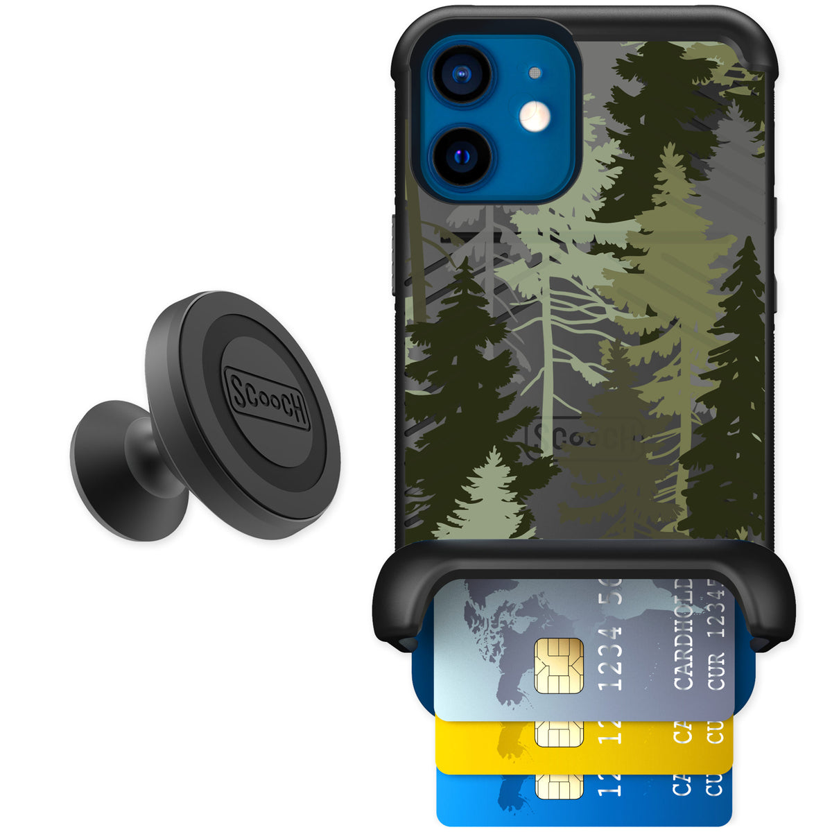 Scooch Wingmate Hidden Pines for iPhone 12 mini — Starter Bundle