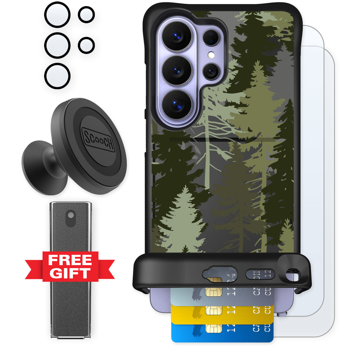 Scooch Wingmate Hidden Pines for Galaxy S26 Ultra — Defender Bundle