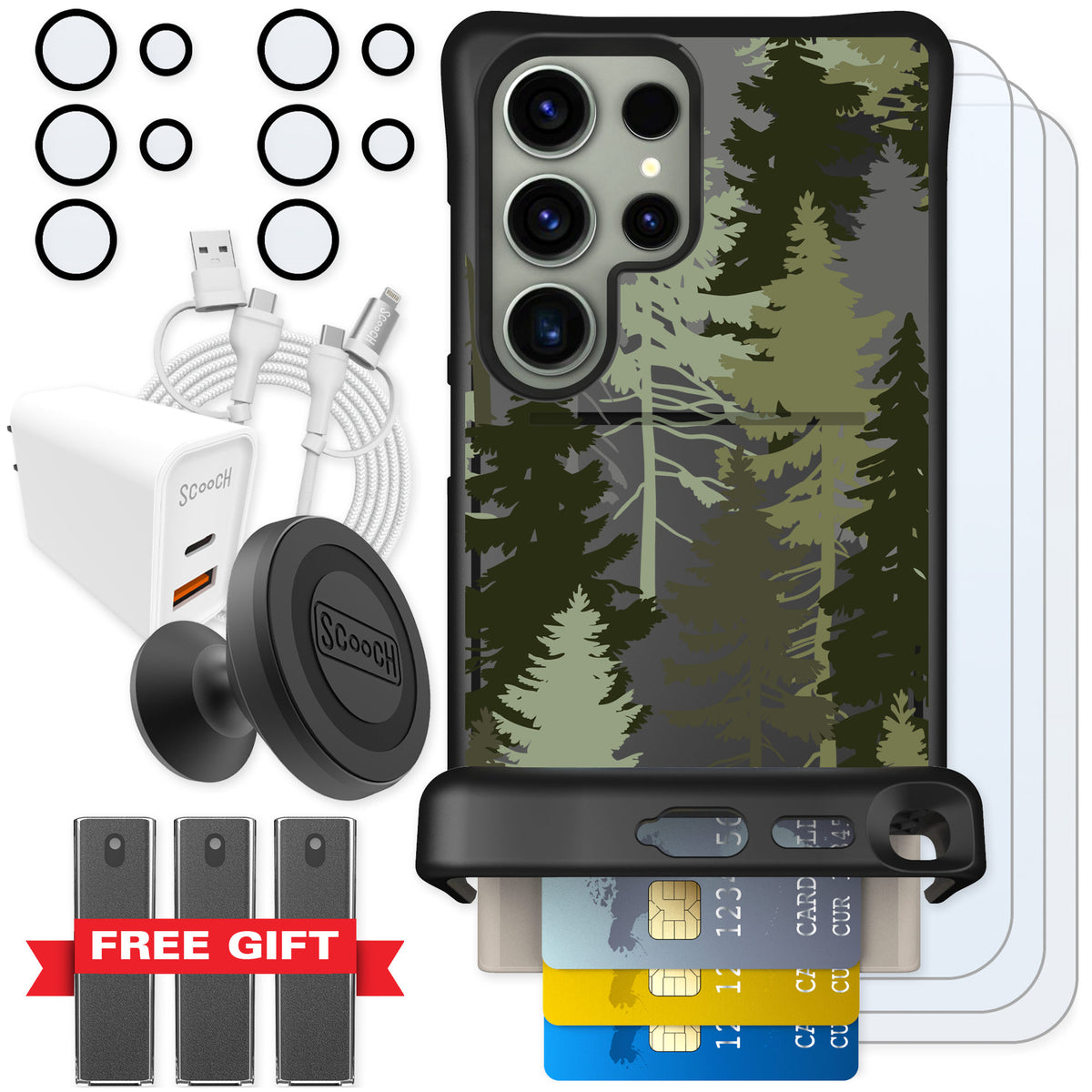 Scooch Wingmate Hidden Pines for Galaxy S24 Ultra — Ultimate Bundle