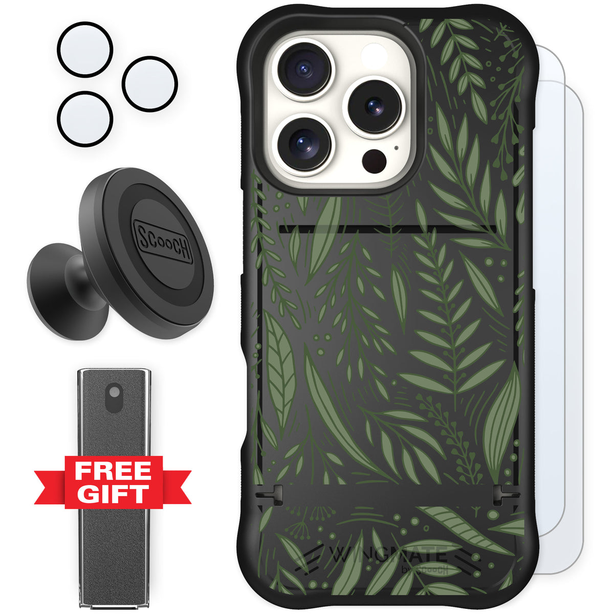 Scooch Wingmate Willow Garden for iPhone 16 Pro — Defender Bundle