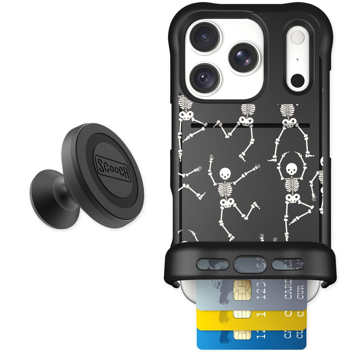 Scooch Wingmate Swinging Skeletons for iPhone 18 Pro — Starter Bundle