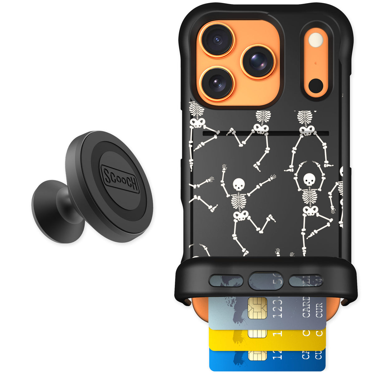 Scooch Wingmate Swinging Skeletons for iPhone 17 Pro — Starter Bundle