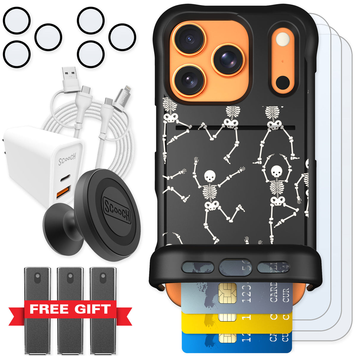 Scooch Wingmate Swinging Skeletons for iPhone 17 Pro — Ultimate Bundle
