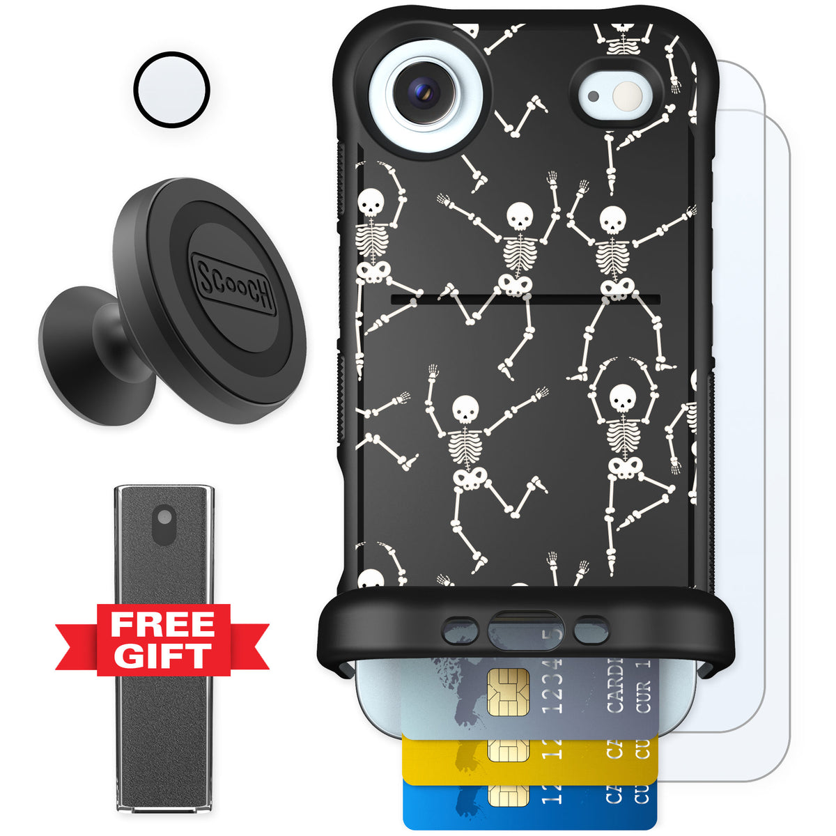 Scooch Wingmate Swinging Skeletons for iPhone Air — Defender Bundle