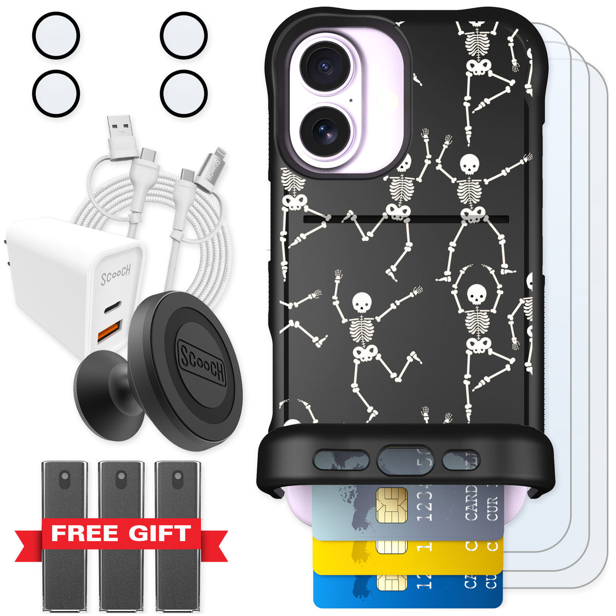 Scooch Wingmate Swinging Skeletons for iPhone 17 — Ultimate Bundle