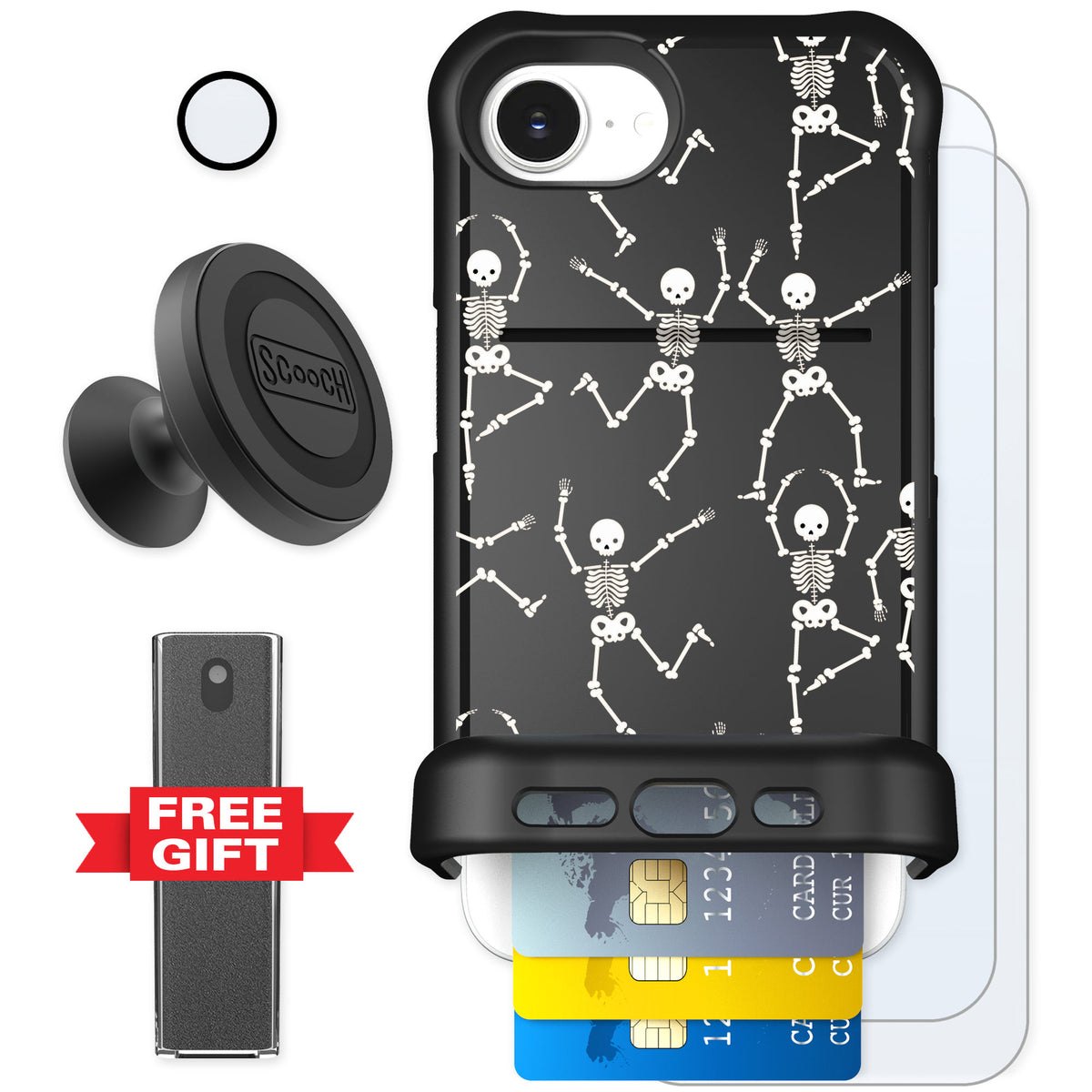 Scooch Wingmate Swinging Skeletons for iPhone 17e — Defender Bundle