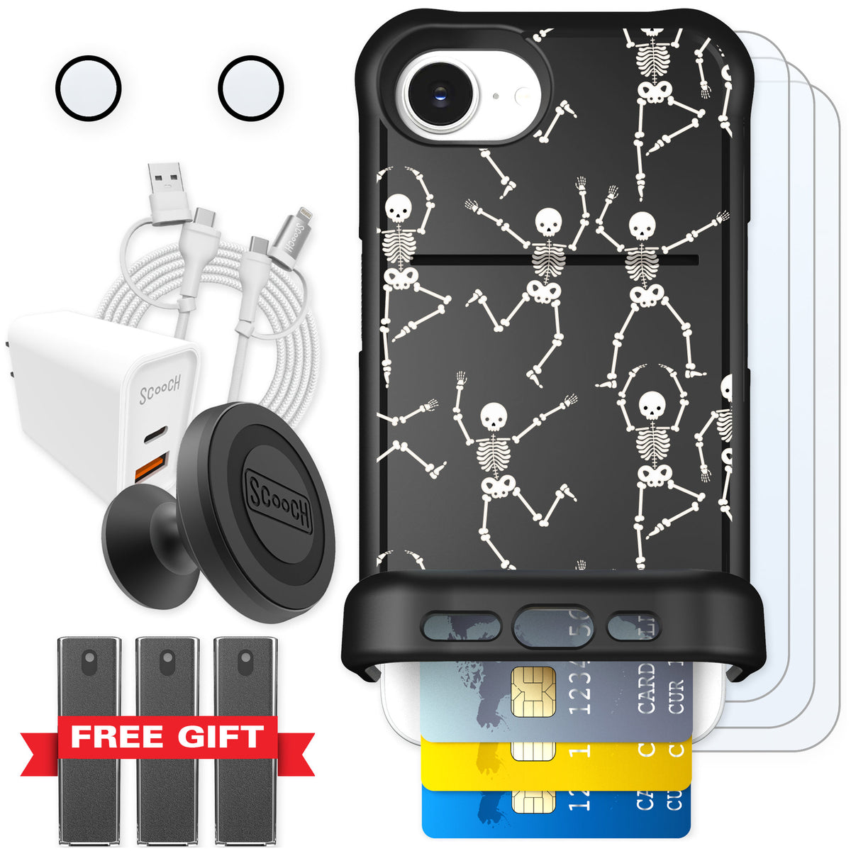 Scooch Wingmate Swinging Skeletons for iPhone 16e — Ultimate Bundle
