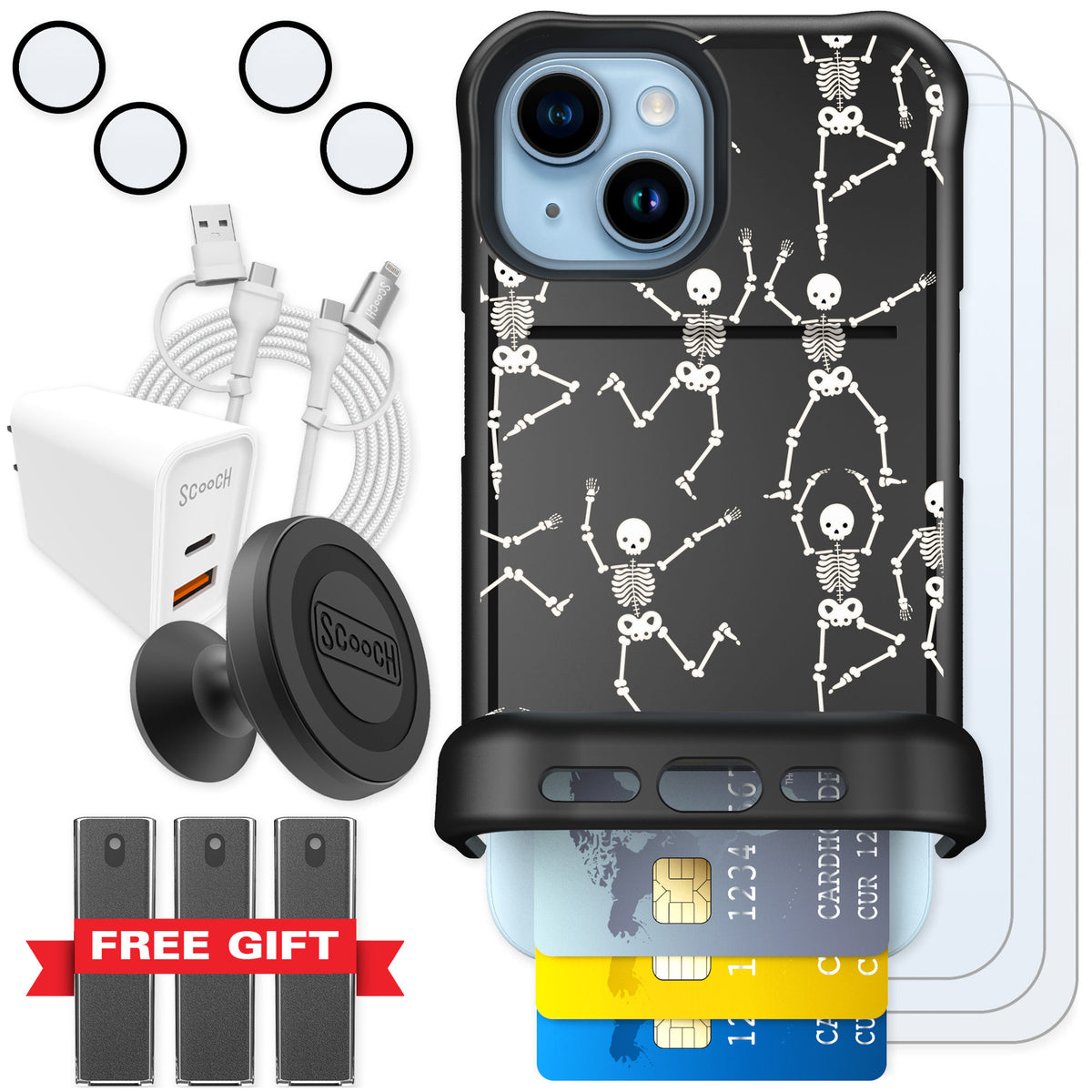 Scooch Wingmate Swinging Skeletons for iPhone 15 — Ultimate Bundle