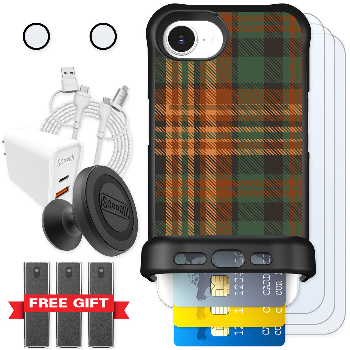 Scooch Wingmate Fall Flannel for iPhone 17e — Ultimate Bundle