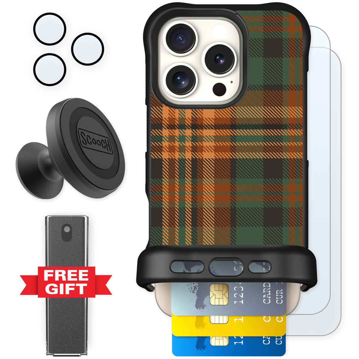 Scooch Wingmate Fall Flannel for iPhone 16 Pro — Defender Bundle