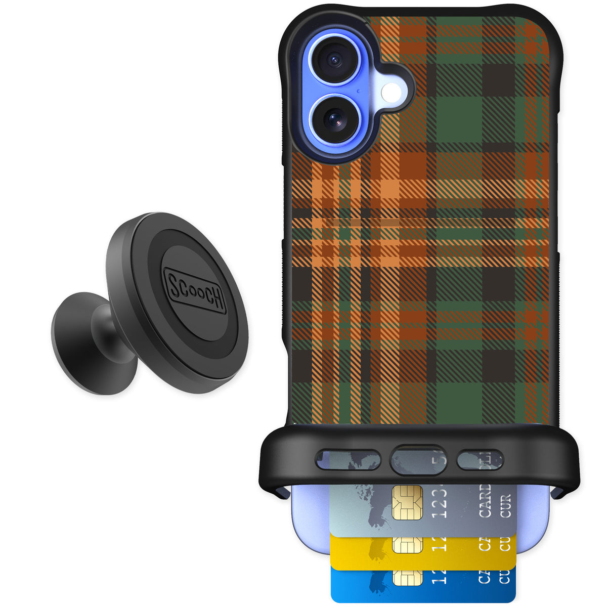 Scooch Wingmate Fall Flannel for iPhone 16 Plus — Starter Bundle
