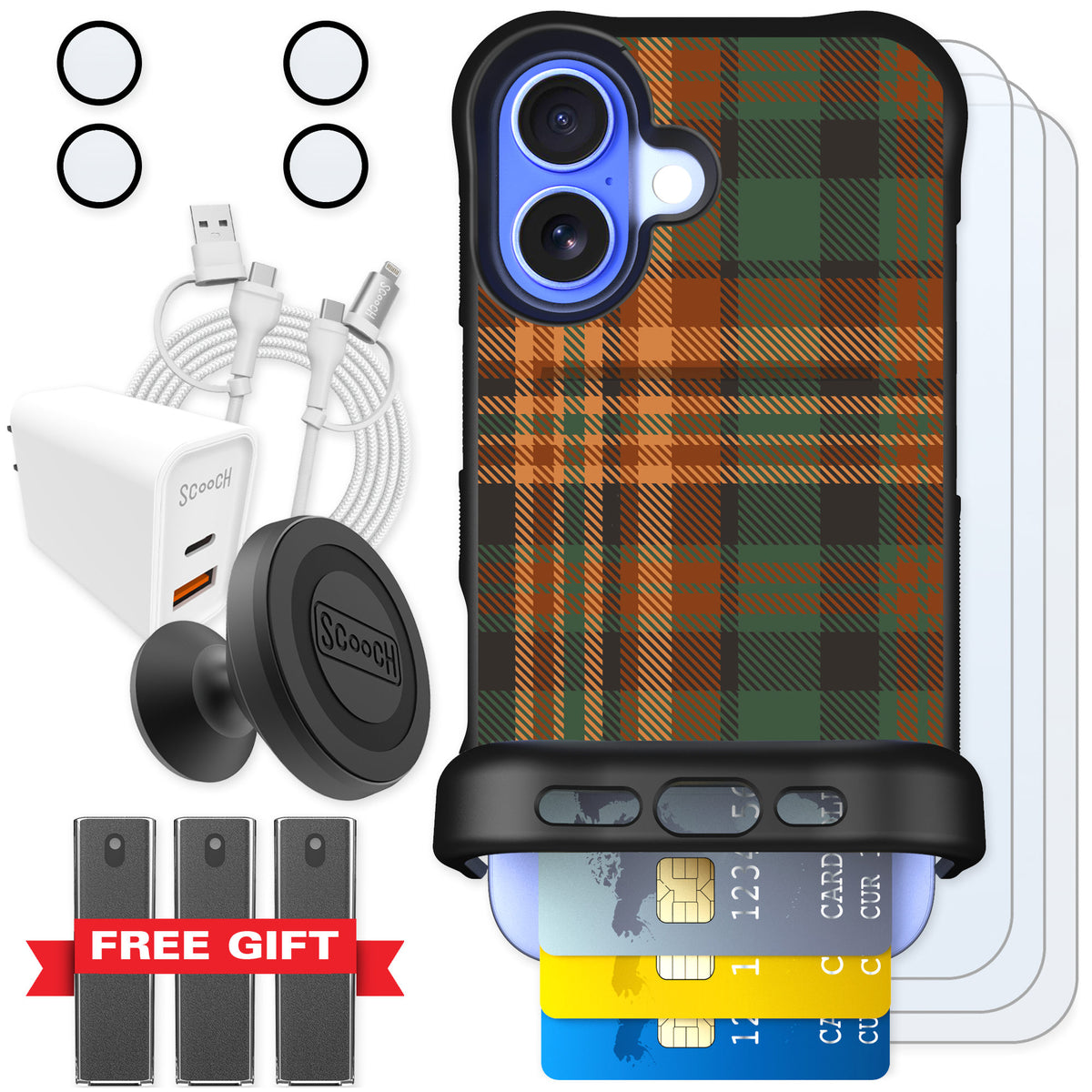 Scooch Wingmate Fall Flannel for iPhone 16 — Ultimate Bundle