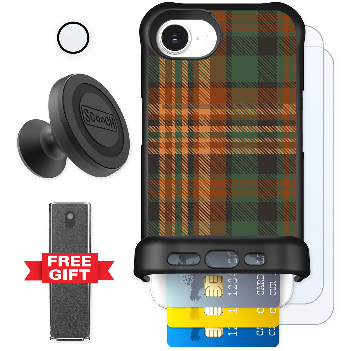 Scooch Wingmate Fall Flannel for iPhone 16e — Defender Bundle